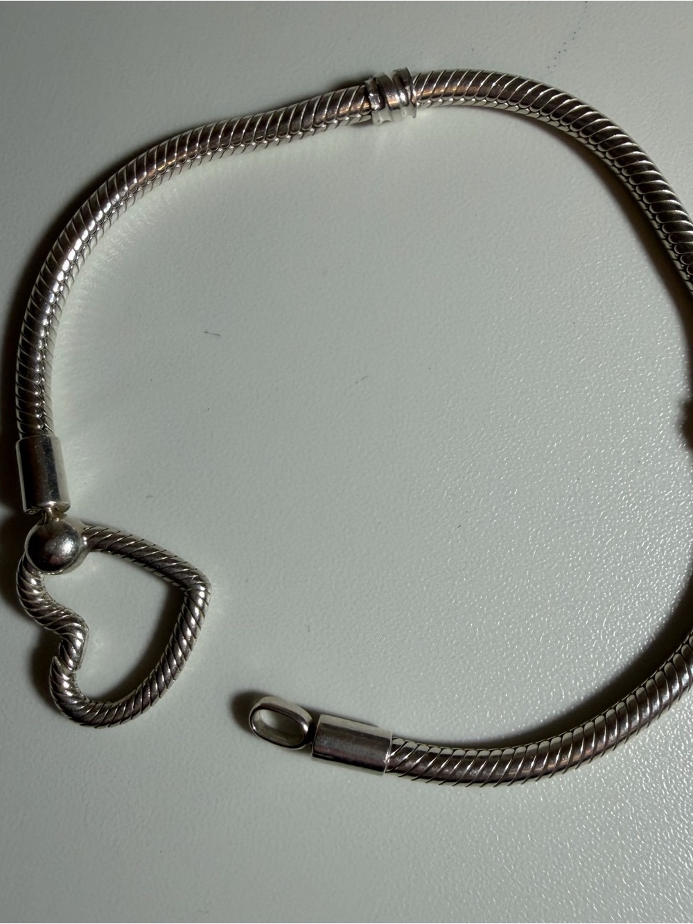 Pandora Moments Silver Heart Clasp Snake Chain Bracelet